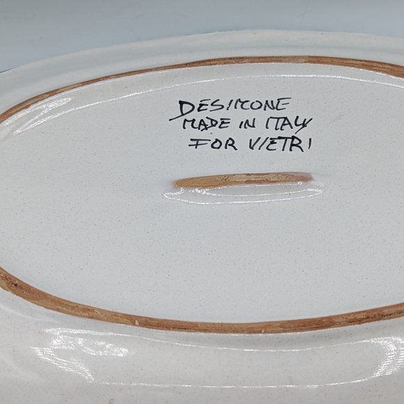 Vintage Italian Red Clay Pottery DeSimone Vietri Cubist Angel 15” Oval Platter - Picture 4 of 14